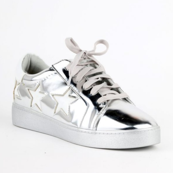 Last Size 8 🖤 Metallic Plateau Star Sneakers - Picture 3 of 8
